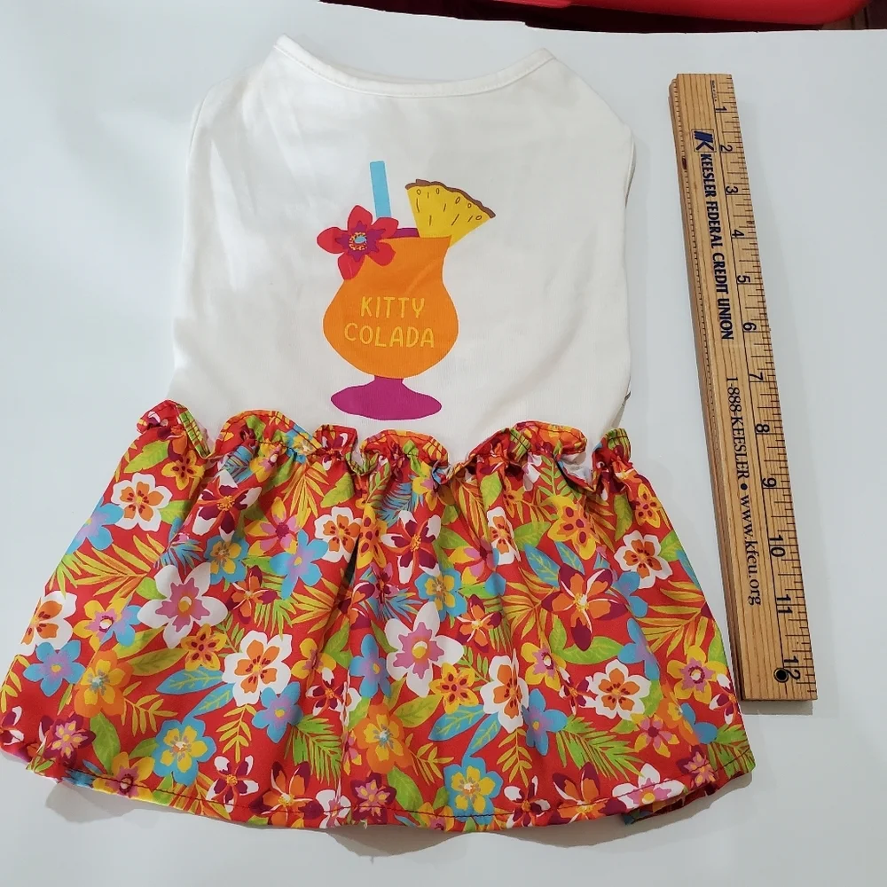 Tropical Kitty Colada Floral Cat  Dog  Dress Size L XL YOULY  NWT